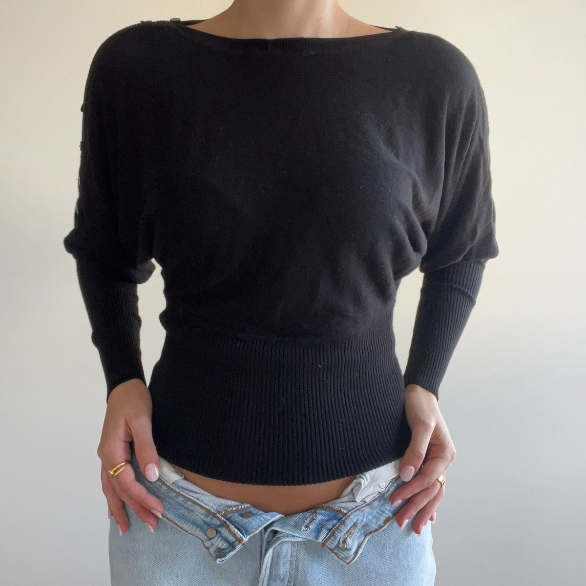 BLACK BATWING TOP